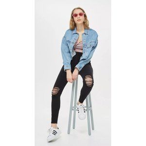 NEW Topshop Ripped Jamie Skinny Jeans in Black 28
